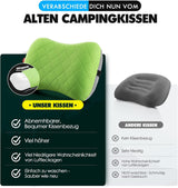 HIKENTURE Oppustelig camping-/rejsepude med aftageligt pudebetræk, ergonomisk pude, komfortabel nakkepude til rejser/udendørs, oppustelig rejsenakkepude (grøn) ... Cervikal ortopædiske puder Naty Shop