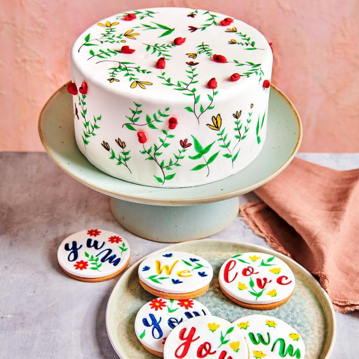 Funcakes Madfarvepenne, kongeblå: Madfarvepenne, fleksibel spids til tykke og tynde linjer, spiselig pen til småkager, kager, fondant og mere, fantastisk til personalisering, Halal-certificeret