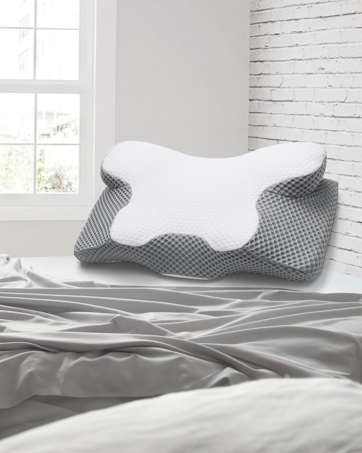 2 i 1 Nakkepude Pude Memory Foam Pude Ergonomisk ortopædisk pude 2 Sovehøjde Nakkestøttepude til side / ryg / mavestøtte Cervikal ortopædiske puder Naty Shop