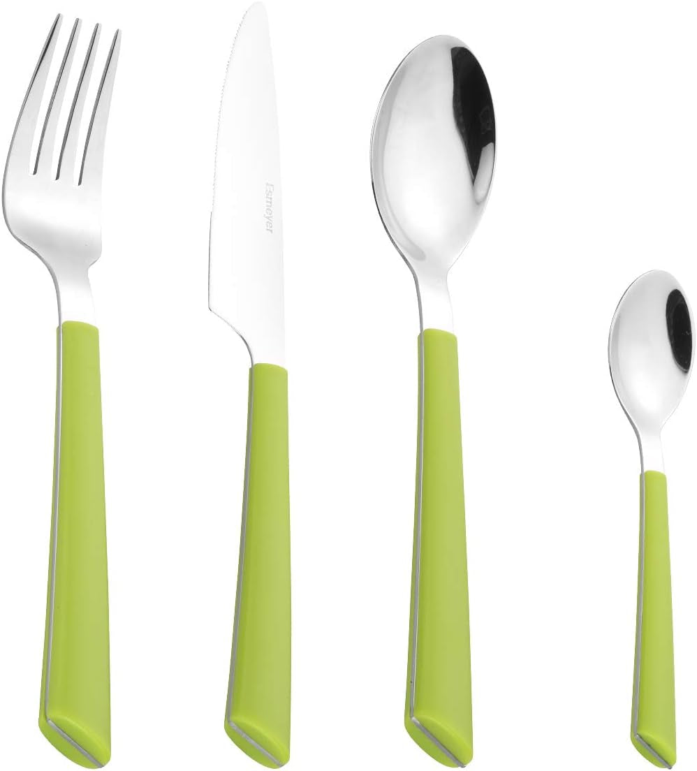 JANE bestik, poleret rustfrit stål 18/0, grønne plastikhåndtag, 24 stykker Kitchen Naty Shop