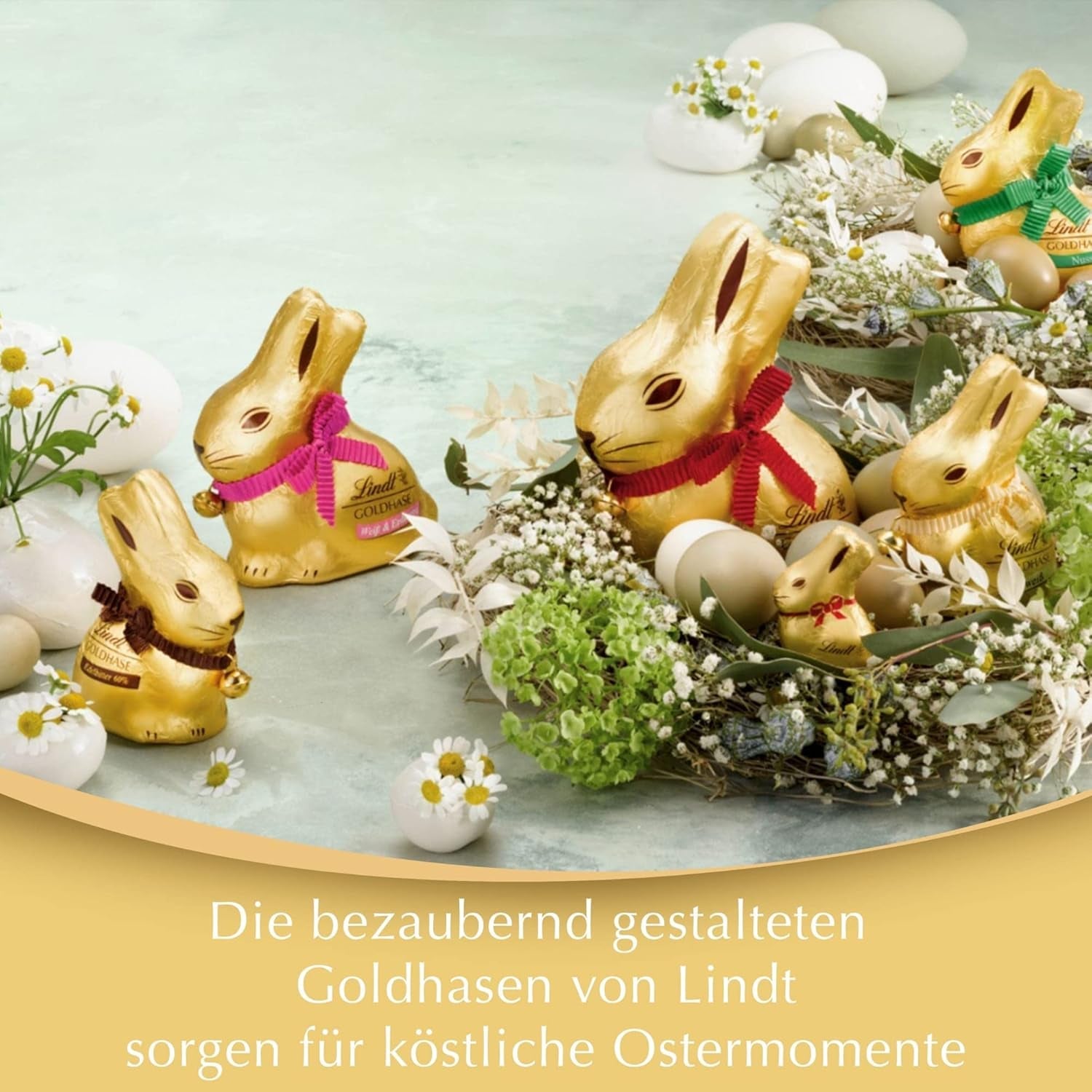 Lindt Chokolade Guld Bunny Karamel & Salt | 100 g | Saltet karamel mælkechokolade til påske | Påskechokolade | Gave af chokolade | Chokoladekanin | Påskeharen