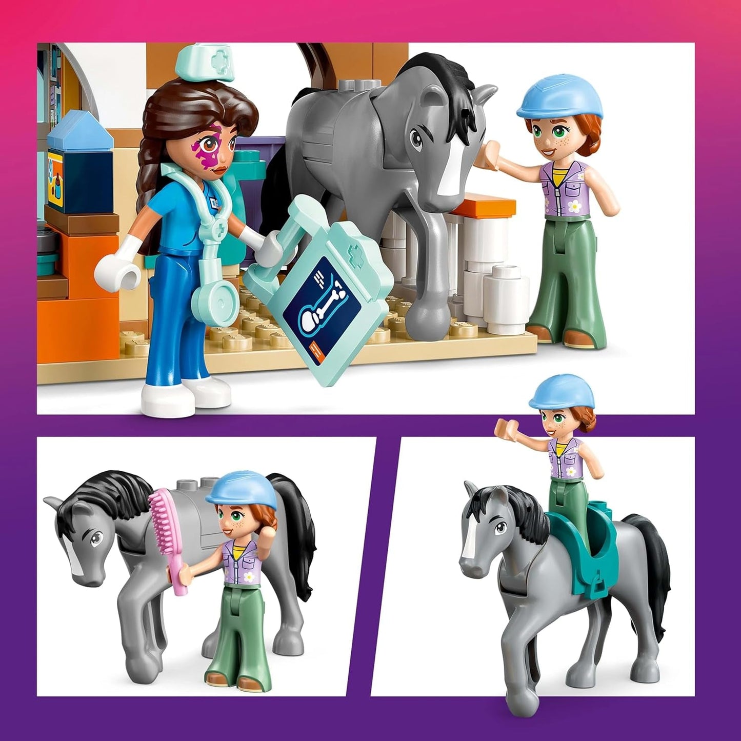LEGO Friends dyrlægeskab til heste og kæledyr, bygge- og legesæt til fantasifuldt rolleleg med 3 minifigurer og 5 dyrefigurer, gaveidé til piger på 7 år 42651 Byggesæt Besuche den LEGO-Store