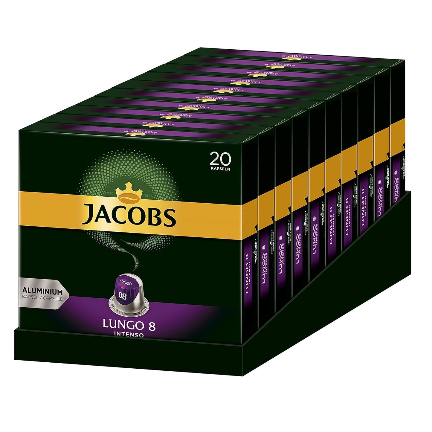Kaffeekapsel Lungo Intenso, Intensitet 8 af 12, 10 x 20 Getränke & Kaffeekapseln Espresso Intenso, Intensität 10 af 12, 200 Nespresso®*-kompatibel Kapsel, 10 x 20 Getränke