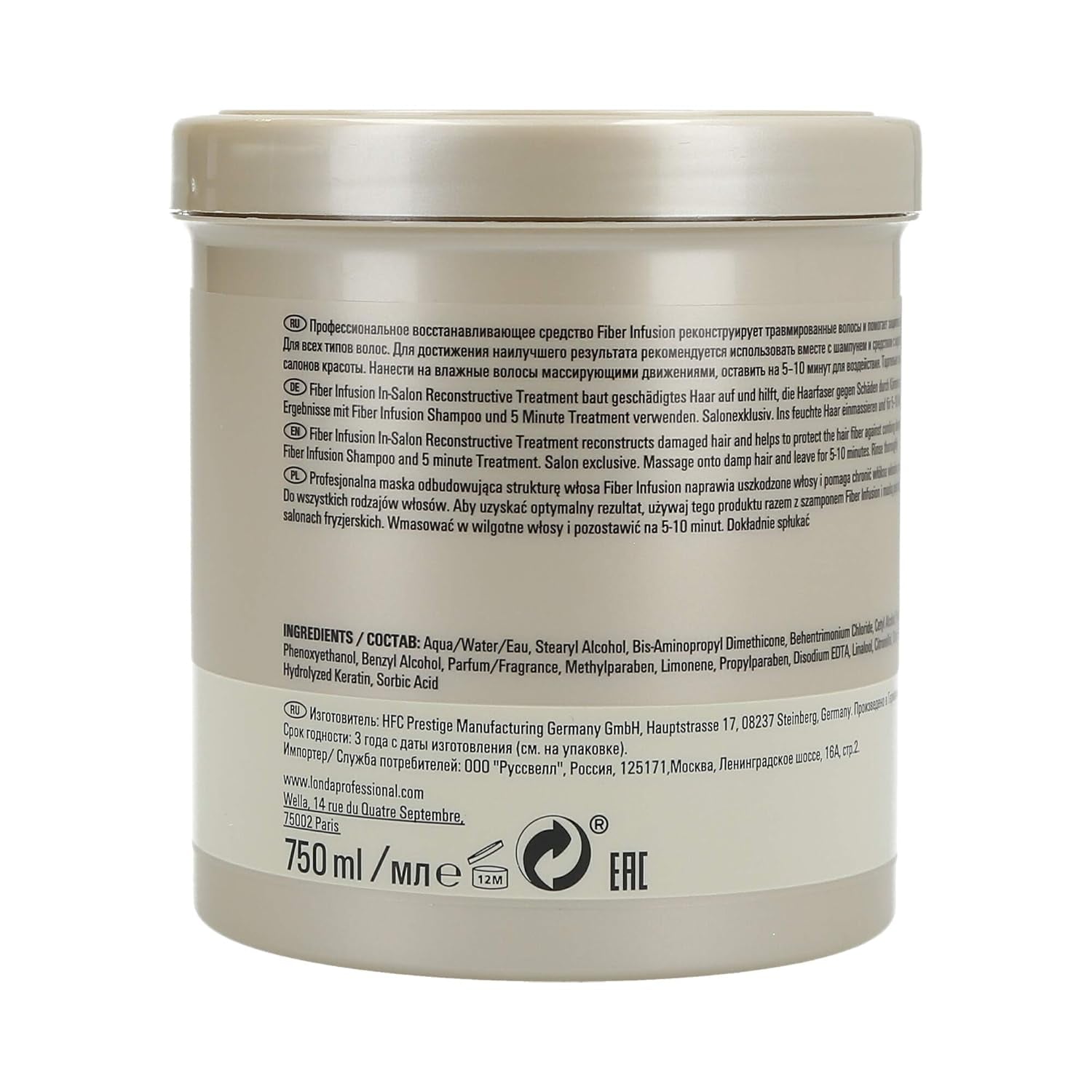 Fiberinfusionsmaske, lugtfri, 750 ml Naty Shop hårmaske