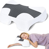 SAHEYER sidesovepude med arm, ergonomisk ortopædisk pude, nakke- og skulderpude med memoryskum, nakkepude med flervinklede arme til mange sovestillinger (hvid) Cervikale ortopædiske puder Naty Shop Grey