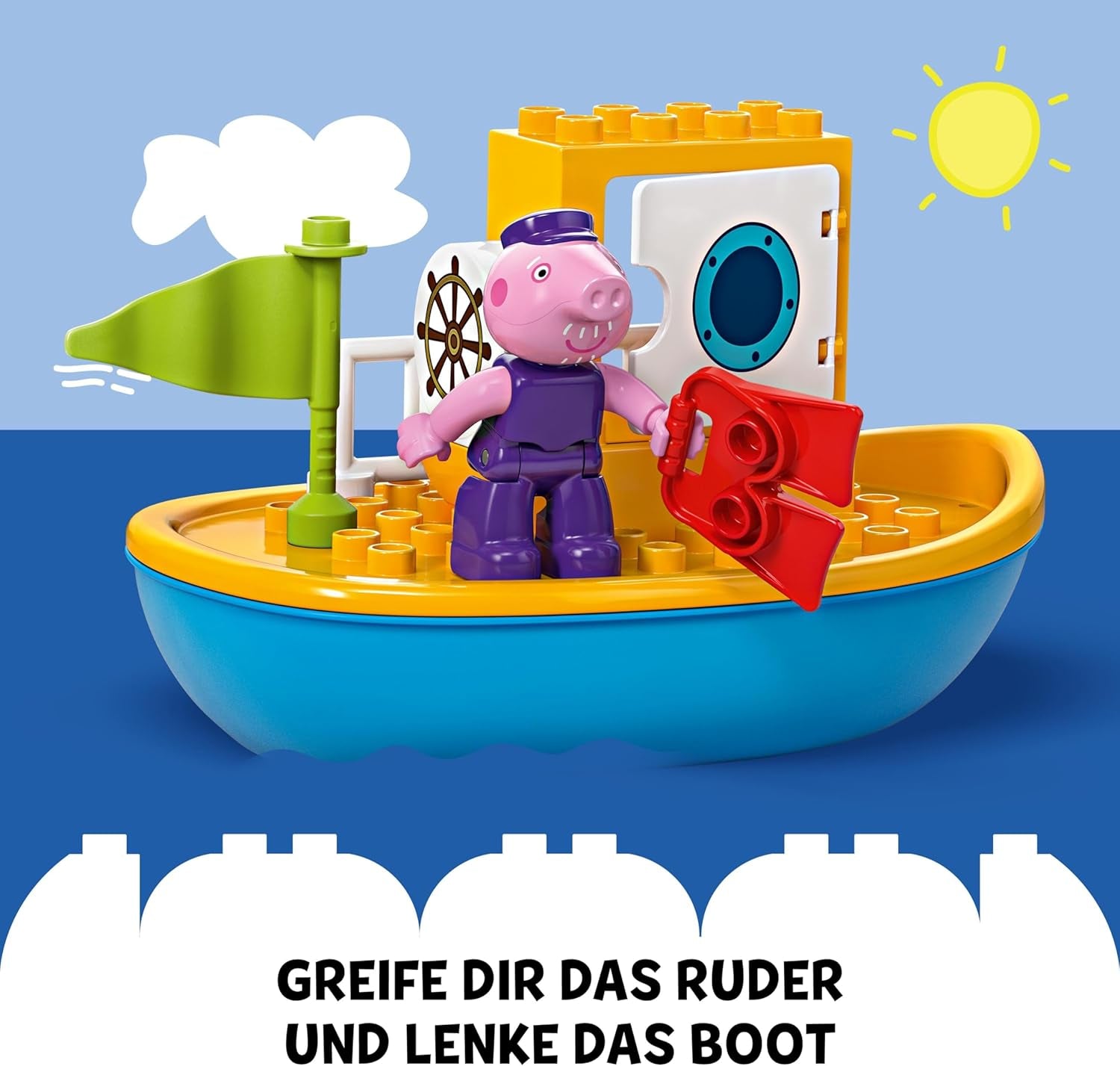 LEGO DUPLO Peppas bådtur: Legetøjsbådslegesæt til bygning og genopbygning med 2 figurer, kreativt legetøj, gaveidé til 2-årige, drenge og piger 10432 byggesæt Besuche den LEGO-Store