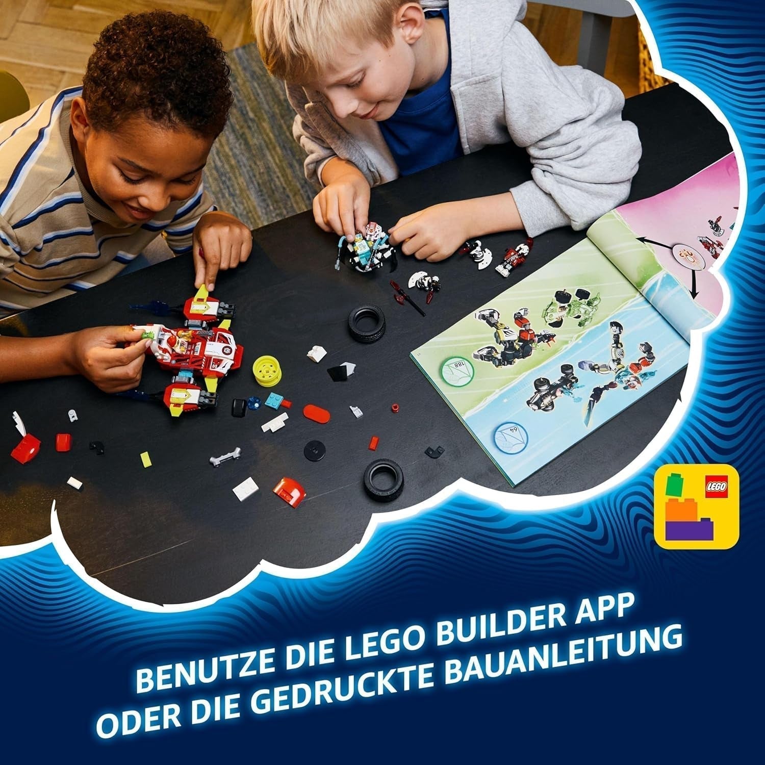 LEGO Dreamzzz Cooper's Tiger Mech og Zero'S Hot Rod Car, Legetøjsbil til børn, Gave til 9-årige drenge og piger, 2-i-1 legesæt med Mech og minifigurer 71497 Byggesæt Besuche den LEGO-Store