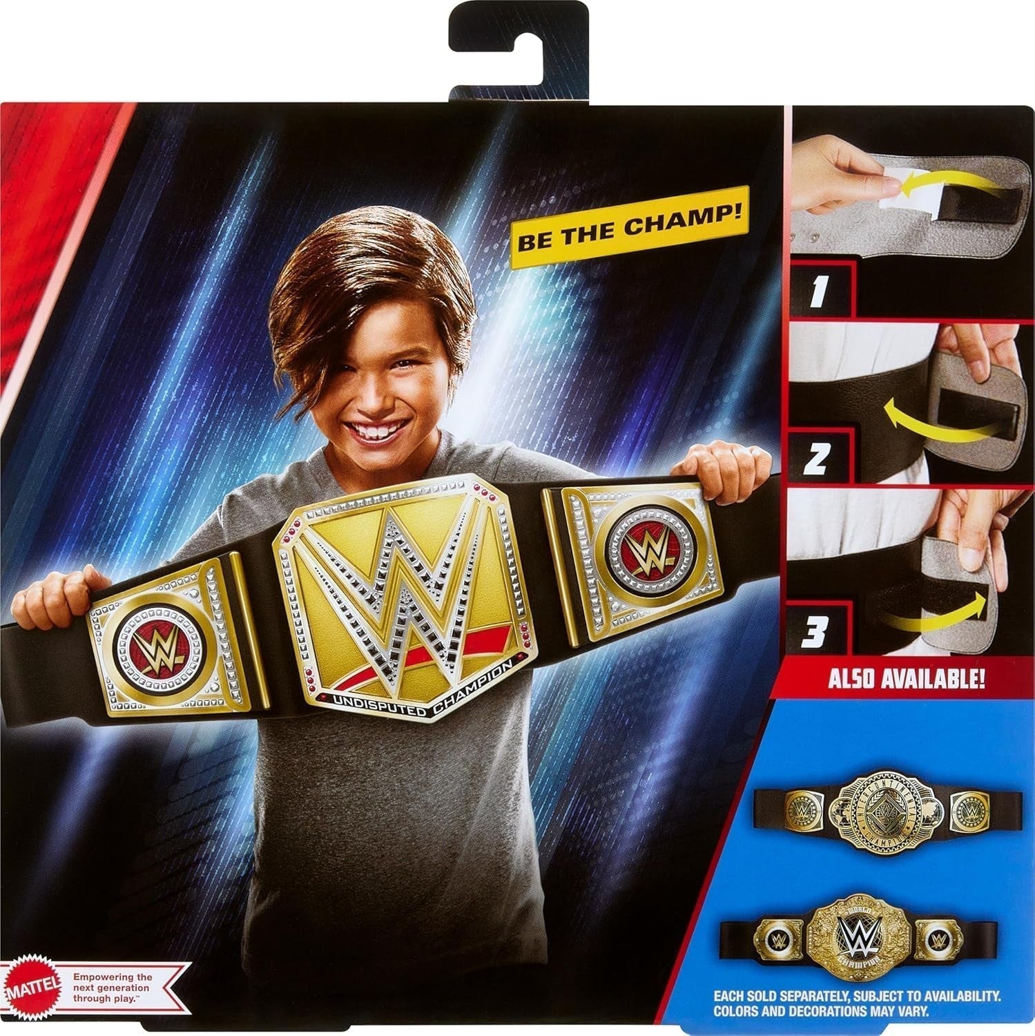 Mattel Mattel WWE Championship bælte, ubestridt WWE Universal Championship rollespil og kostume, ca. 100 cm langt bælte i imiteret læder med unik pasform, HYJ35 actionfigurer Naty Shop