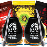 Yerba Mate tesæt til to 150G | Mate te med guarana og frugt | Loose Leaf Yerba Mate Tea | Sort mat keramisk kop 350 ml | Stålhalm Bombilla Liza 19 cm