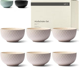 KIVY kornskålesæt - 6 x 850 ml - Store suppe- og grødskåle - Suppeskåle - skåle - kornskåle - suppeskåle - skålsæt - keramisk kornskåle (cremehvid, skåle)