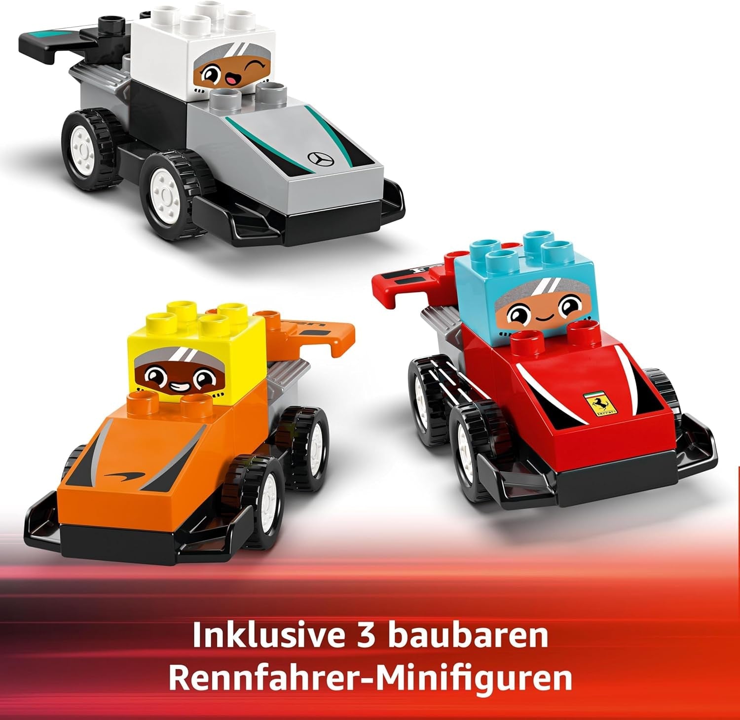 LEGO DUPLO Town F1 Team Racerbiler Med Racers, byggelegetøj til hele familien, fantasifuld legeoplevelse, fødselsdagsgave til småbørn, drenge og piger fra 2 år 10445 Byggesæt Besuche den LEGO-Store