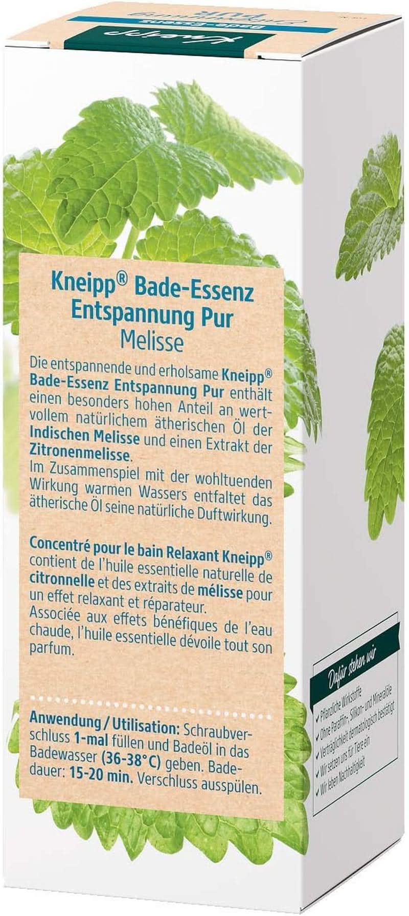 Kneipp Bade, badeolie med naturlig indisk melissa æterisk olie og citronmelisseekstrakt, 100 ml Naty Shop