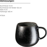 MÄSER Carellia 12-delt morgenmadssæt - keramik fra Portugal - reaktiv glasur - 4 desserttallerkener 23 cm, 4 skåle 15 cm, 4 kaffekrus 430 ml - tåler opvaskemaskine og mikroovn, grå