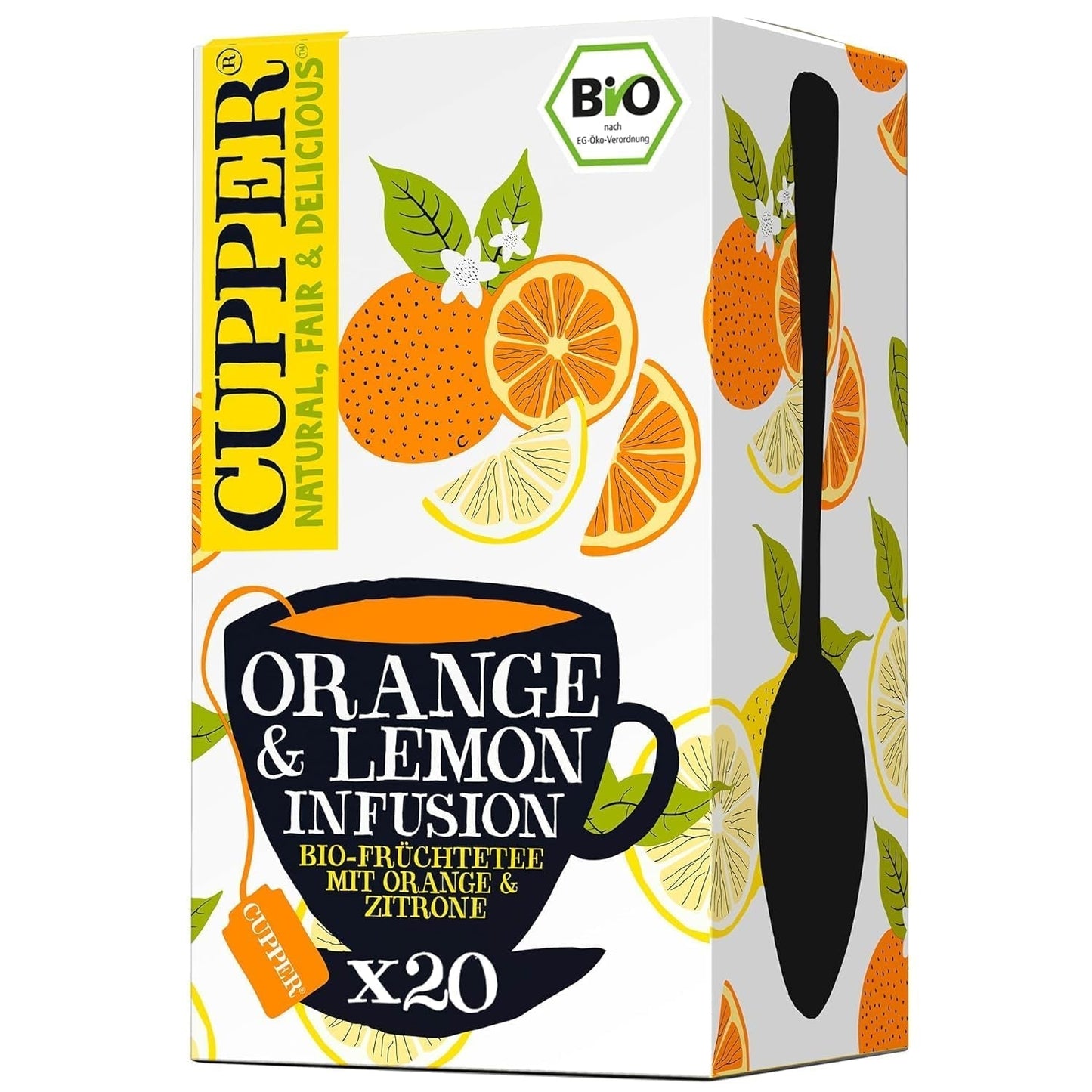 CUPPER Økologisk frugtte "Orange & Lemon Infusion", 20 ublegede teposer, økologisk, fairtrade