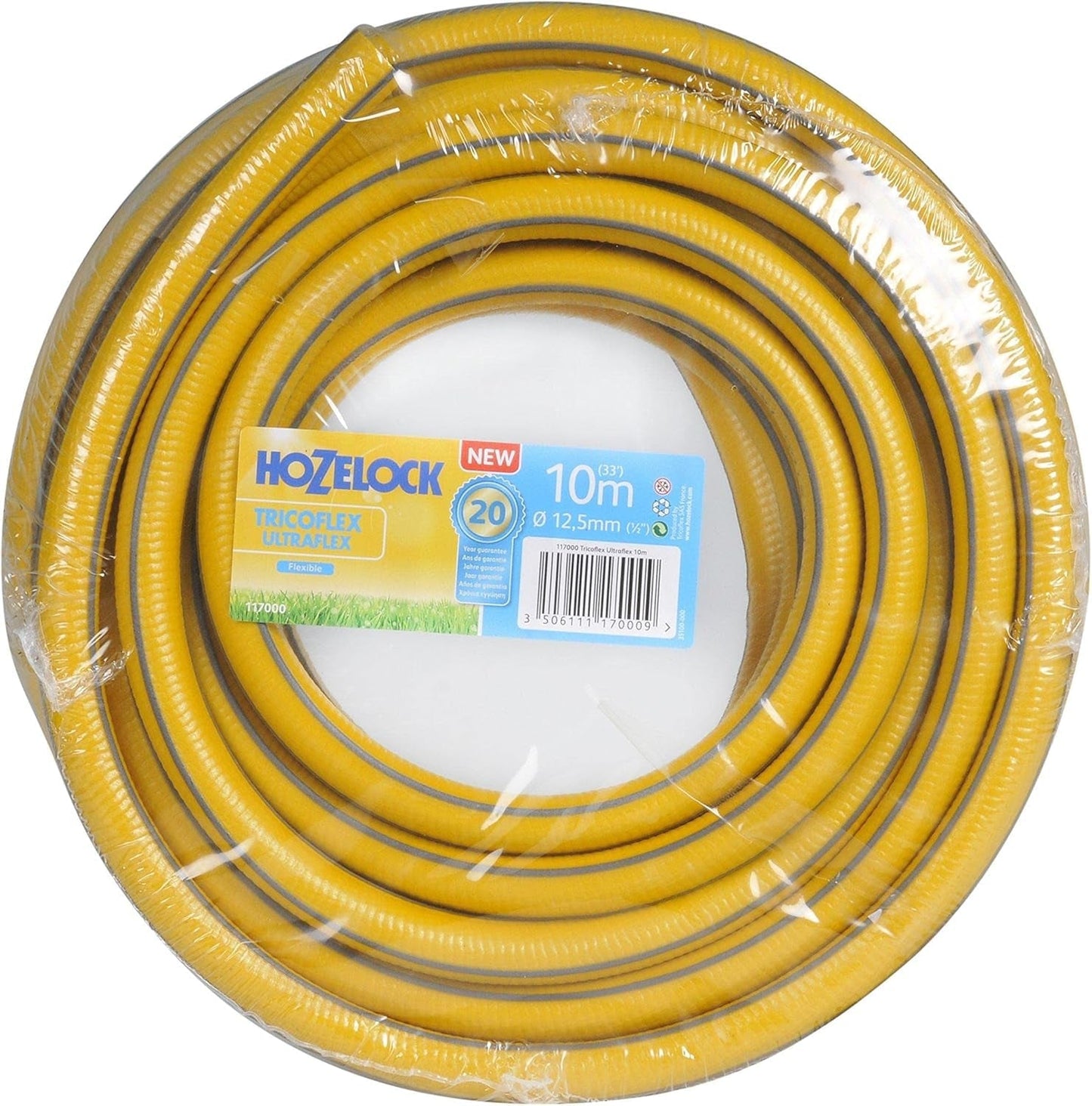HOZELOCK - Tricoflex Ultraflex Slange Ø 12,5 mm (1/2") 20 M: Fleksibel haveslange, vejrbestandig, vrid- og bøjningsbestandig, lavet af 40 % genanvendt PVC [117002], gul