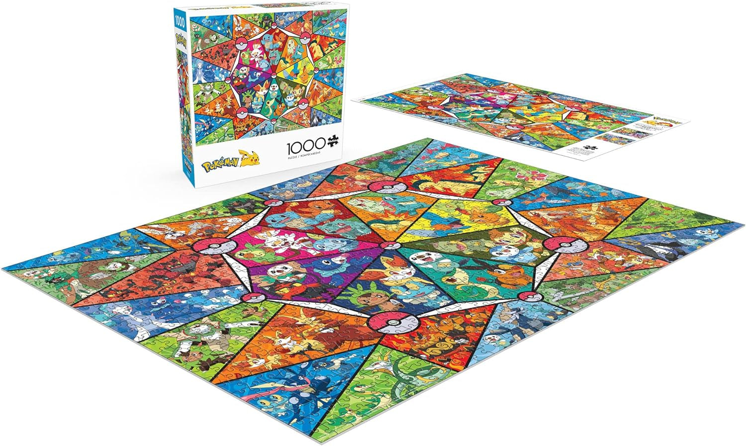 Buffalo Games - Pokemon - Farvet glas starter - puslespil 1000 brikker Puslespil Naty Shop