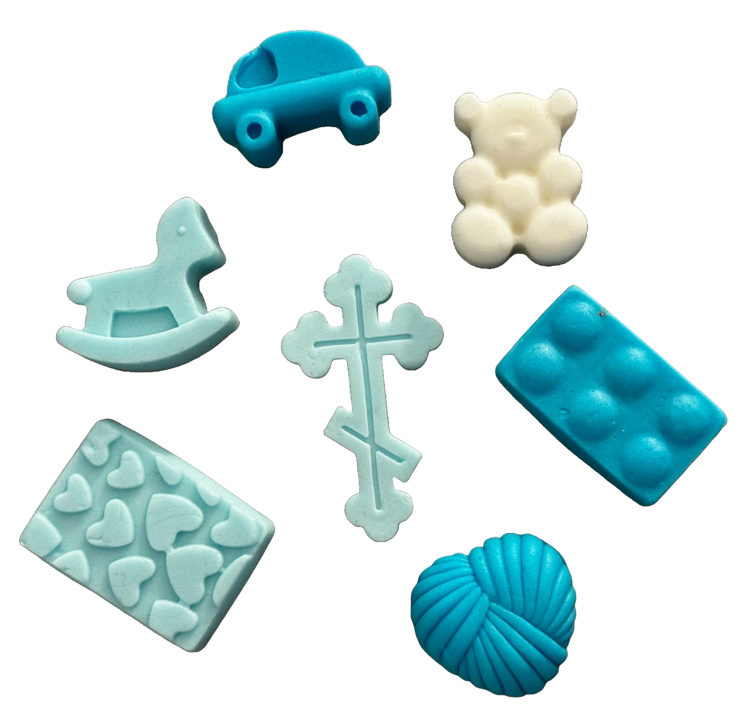 Sæt med 7 spiselige sukkerpasta-dekorationer, Batez Sugar Paste Decorations Nati Shop