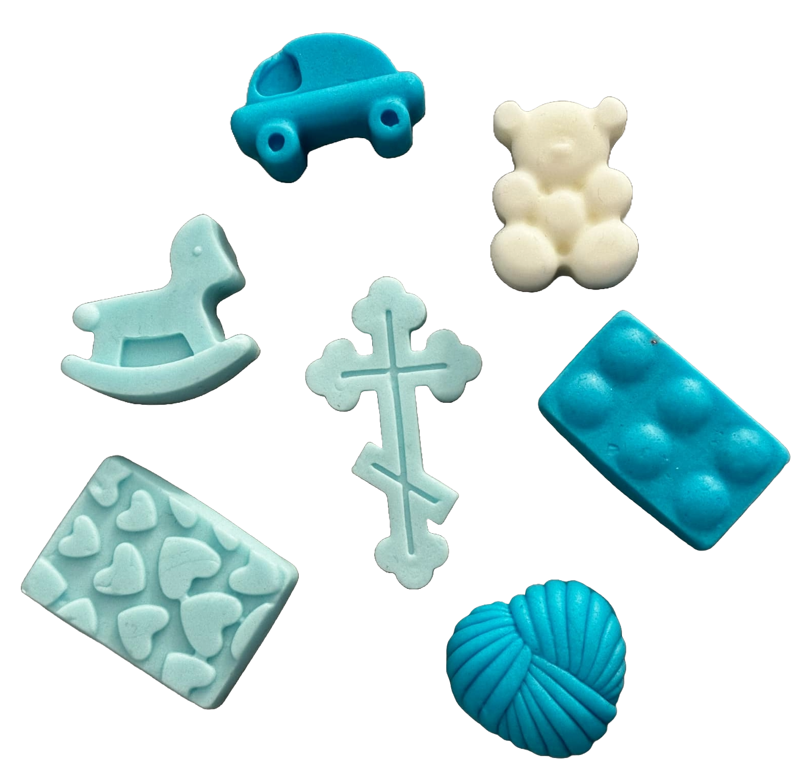 Sæt med 7 spiselige sukkerpasta-dekorationer, Batez Sugar Paste Decorations Nati Shop