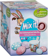 Heitmann Egg Dyes - Mix It Pastel - 3 flydende ægfarvestoffer i pink, turkis og lilla, kop, ris, stencils og handsker - Nem ægfarvning