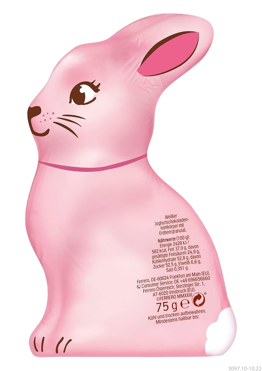 Ferrero Osterhase | 75 G| Weiße Joghurtschokolade Mit Fruchtigen Erdbeercrisps | påske | Osterhas | Geschenk Aus Schokolade i Hasenform Naty Shop