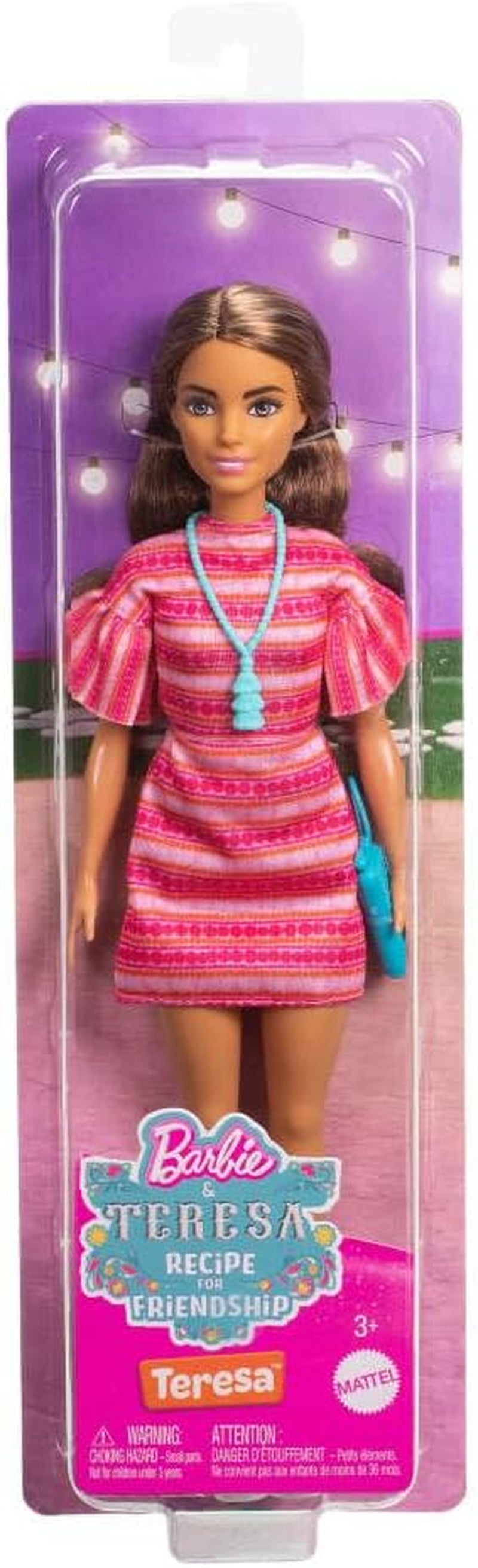 Barbie og Teresa Rezept for Freundschaft Teresa-Modepuppe med unverkennbarem Outfit til An- og Ausziehen, med tilbehør inklusive en halskæde, JCT02