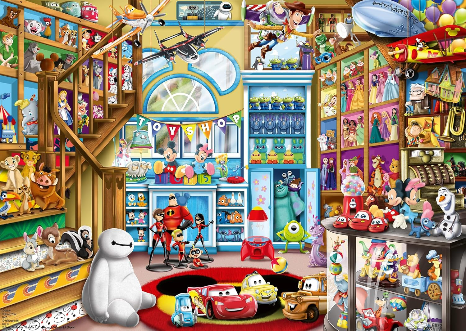 Ravensburger Puslespil 12000527 - I legetøjsbutikken - Disney 1000 brikker puslespil til voksne og børn fra 14 år Puslespil Naty Shop Retro