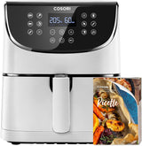 COSORI Hot Air Fryer Airfryer, 12-I-1 Air Fryer XXL 6,2L, Hot Air Fryer med udsigtsvindue og omrøringspåmindelse, 80 opskrifter Hvidevarer Naty Shop White 5,5L Premium