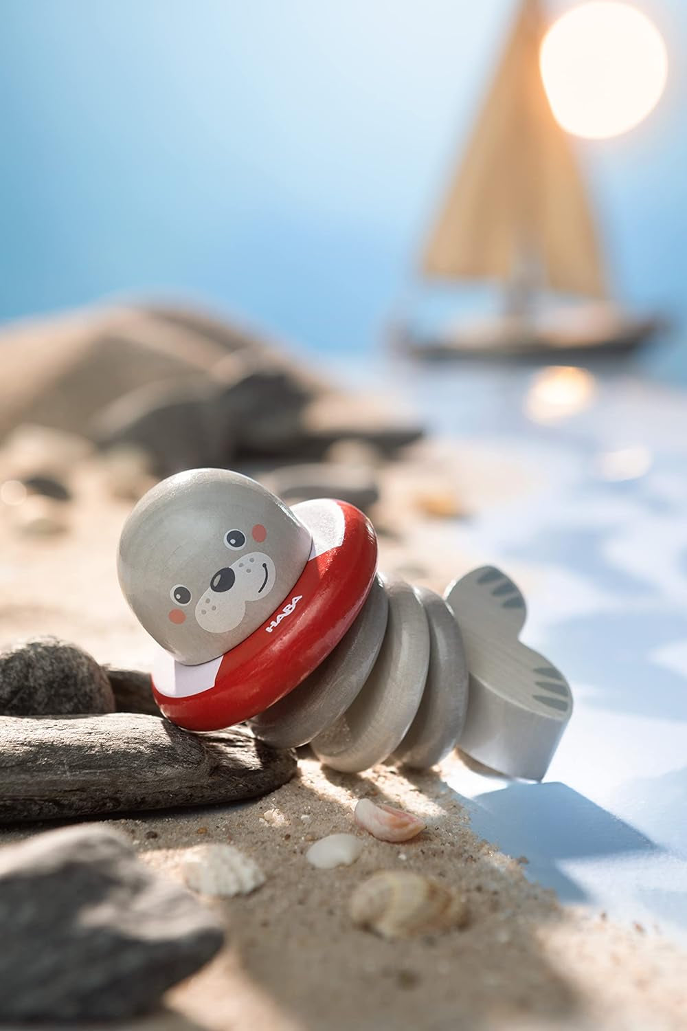HABA 306691 - Rangle figur segl, gribelegetøj fra 6 måneder, Made in Germany, grå Baby Toys Naty Shop