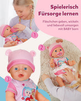 BABY Born Emma - babydukke 43 cm - 10 funktioner inklusive tilbehør og madras - Fungerer fuldt ud uden batterier - Velegnet til børn fra 3 år og derover
