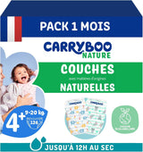 - Blestørrelse 4+ 9-20 kg – Ökologische Babywaidern – natürliche Babypflege, hypoallergen, ohne Parfüm und auslaufsicher – hermestellung in Frankreich – 126 engangsbleer – 1 måned