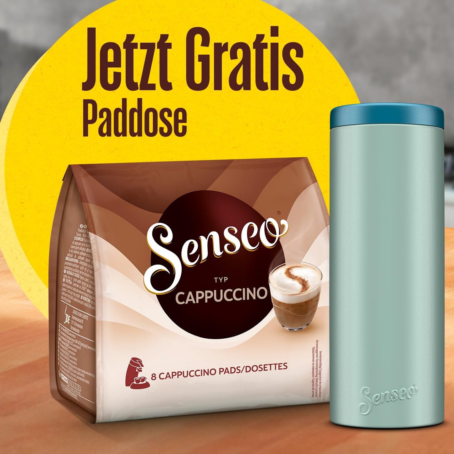 Cappuccino pads, 10 x 8 Getränke, 80 Kaffee Pads, inklusive Pad Dose