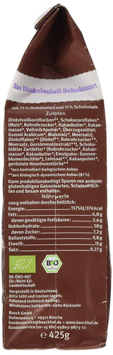 Bauck HOF Dinkelmüsli Schokozart, 425G (1Er Pack) Korn Naty Shop