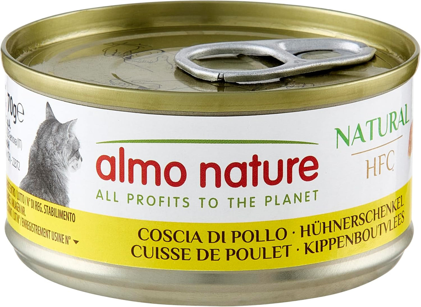 Almo Nature HFC Vådt naturligt kattefoder - kyllingelår, pakke med 24 (24 x 70 g)