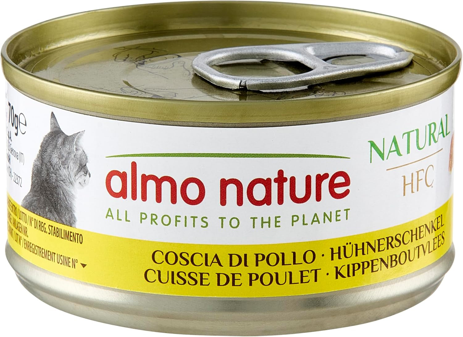 Almo Nature HFC Vådt naturligt kattefoder - kyllingelår, pakke med 24 (24 x 70 g)