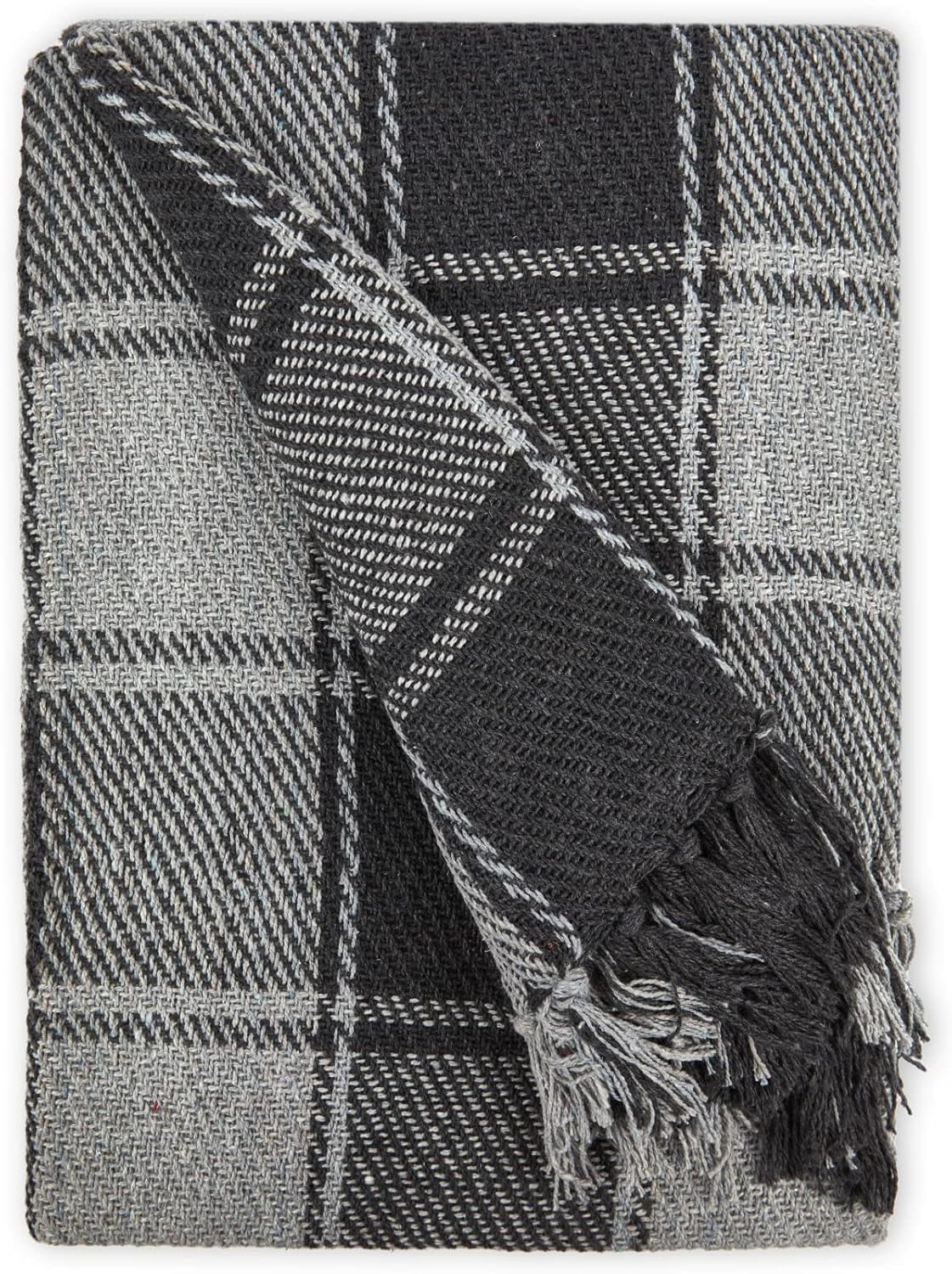 Frisco plaid, Genbrugsbomuld, Traditionel, Plaid, Til stol, sofa, sofa, plaid, tæppe, antracit, 127 X 152 Cm Senge og tæpper Emma Barclay