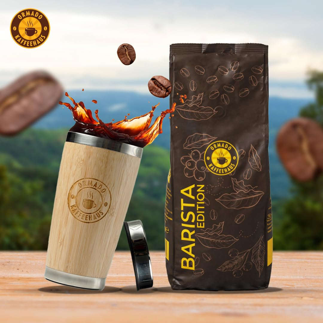 Ormado kaffehus, kaffekapsler, patenterede Kenya-kaffebønner - Arabica og Robusta-blanding, hele kaffebønner til fuldautomatiske kaffemaskiner, ristede bønner, helkaffe 1 kg, fuldautomatisk