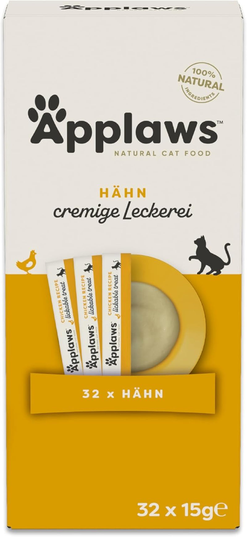 Applaws cremet kyllingekornfri snack til katte og killinger 32 poser x 15 g
