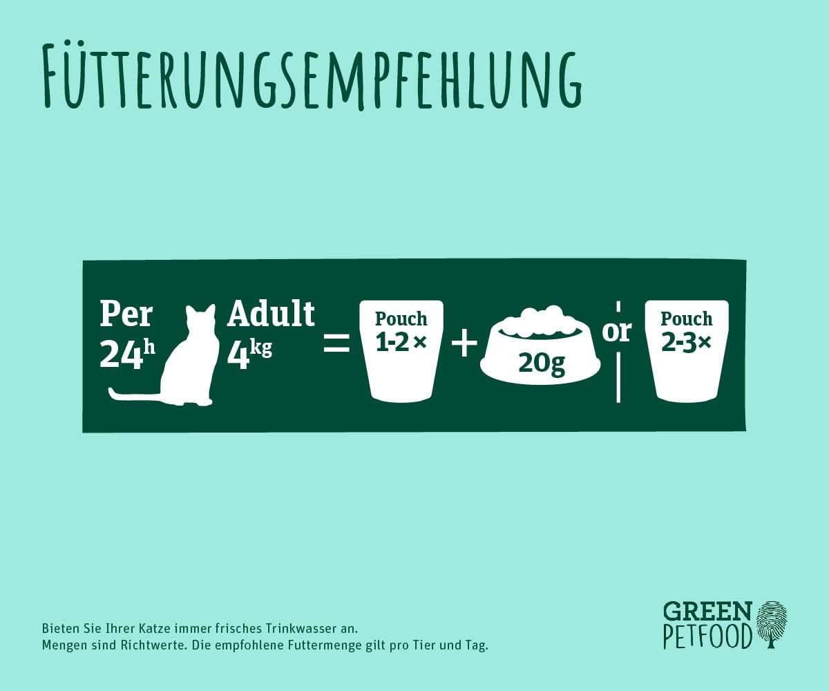 Green Petfood FairCat Multipack (6 x 85 g) | Voksen | Premium vådfoder til udvoksede katte 6 verschiedenen leckere Sorten im Multipack | getreidefrei | Katzenfutter nass | 6 pakke