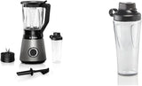 Bosch Standmixer Vitapower Serie 4 MMB6174SN, Verbesserte Version, Hochwertige Edelstahl-Klingen, 1,5L Glasbehälter, 0,6L To-Go-Flasche, Spülmaschinenfeste Teile, 30.000 U/Min, 1200 W, Silber Bundle Mi6 L Flasche Shop, - 0 Mit 10 Jahre Motorgarantie