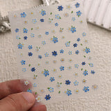 JMEOWIO 3D Nagelsticker Blumen Nail Art Sticker Selbstklebend Nagelaufkleber 5D Stereoskopisk Frühling Sommer Blumen Dekoration Nageldesign Zubehör 4 Blatt