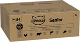 Whiskas Senior 7+ vådfoder blandet udvalg i gelé, 84 poser, 84x85 g (1 stor pakke) - Højkvalitets vådfoder til katte fra 7 år og derover