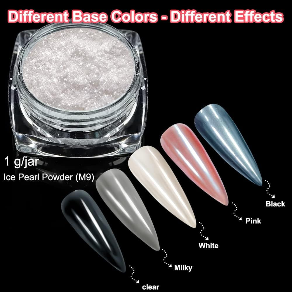 2 Schachteln Weiße Perle Chrom Nagelpuder - Transparent Aurora Ice Shimmer Chrome Pigment Pulver Für Nägel, Glaseret Donut Glitzerpuder Negle Spiegeleffekt-Glitter Nagelkunst-Pulver Für Diy-Salon