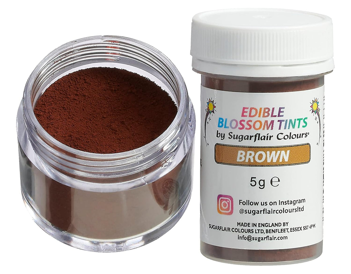 Sugarflair Blossom Tint Dust Brown - Madfarvepulver til kagepynt, fondant, glasur, chokolade, smørcreme, macarons og mere - 5G