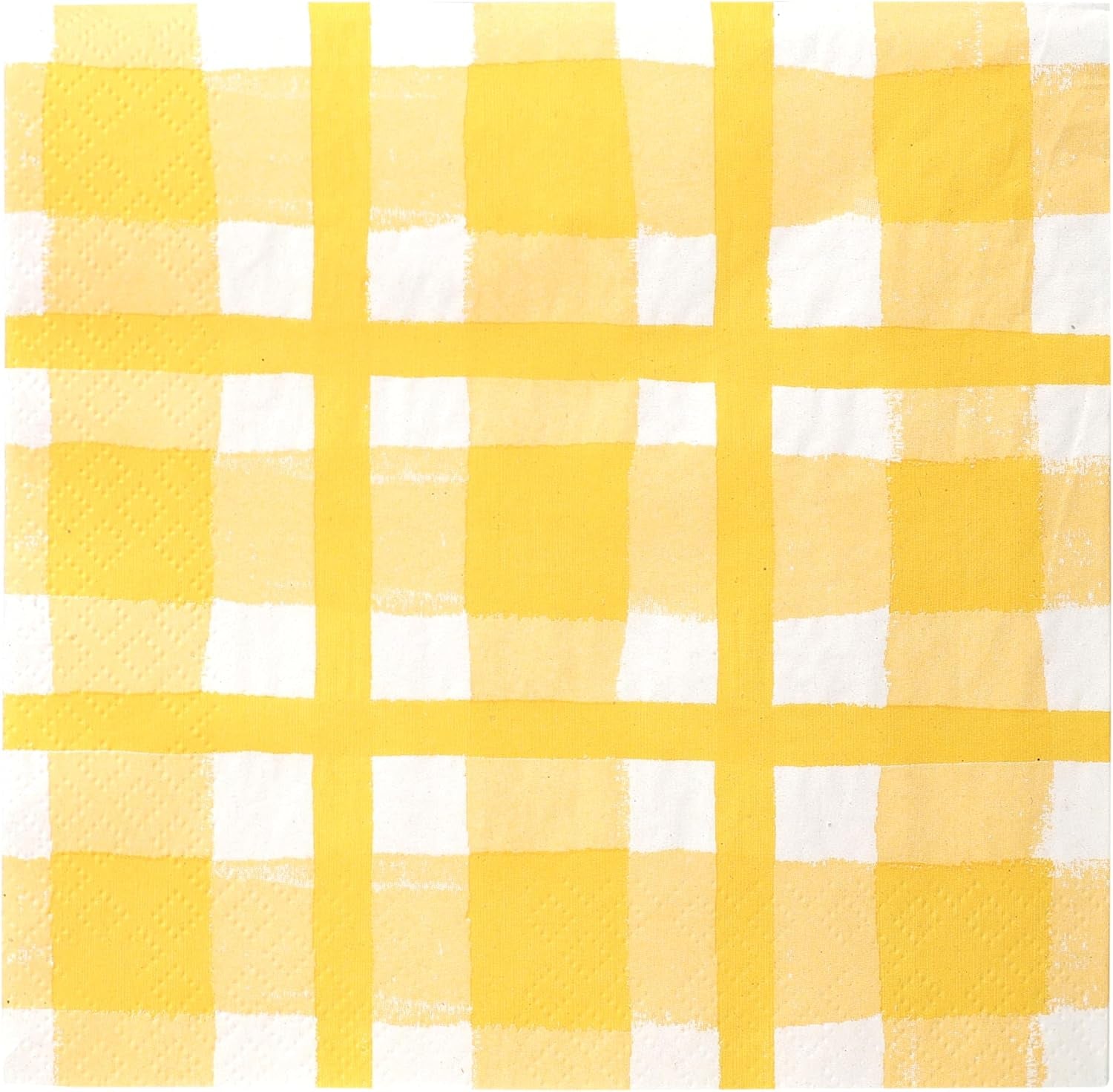 Taleborde 20 X gule Gingham engangsservietter af genbrugspapir til udendørs sommerpicnic og middage, miljøvenlige til fødselsdagsfester, påske, bryllupper, grill, 3 lag 33 cm