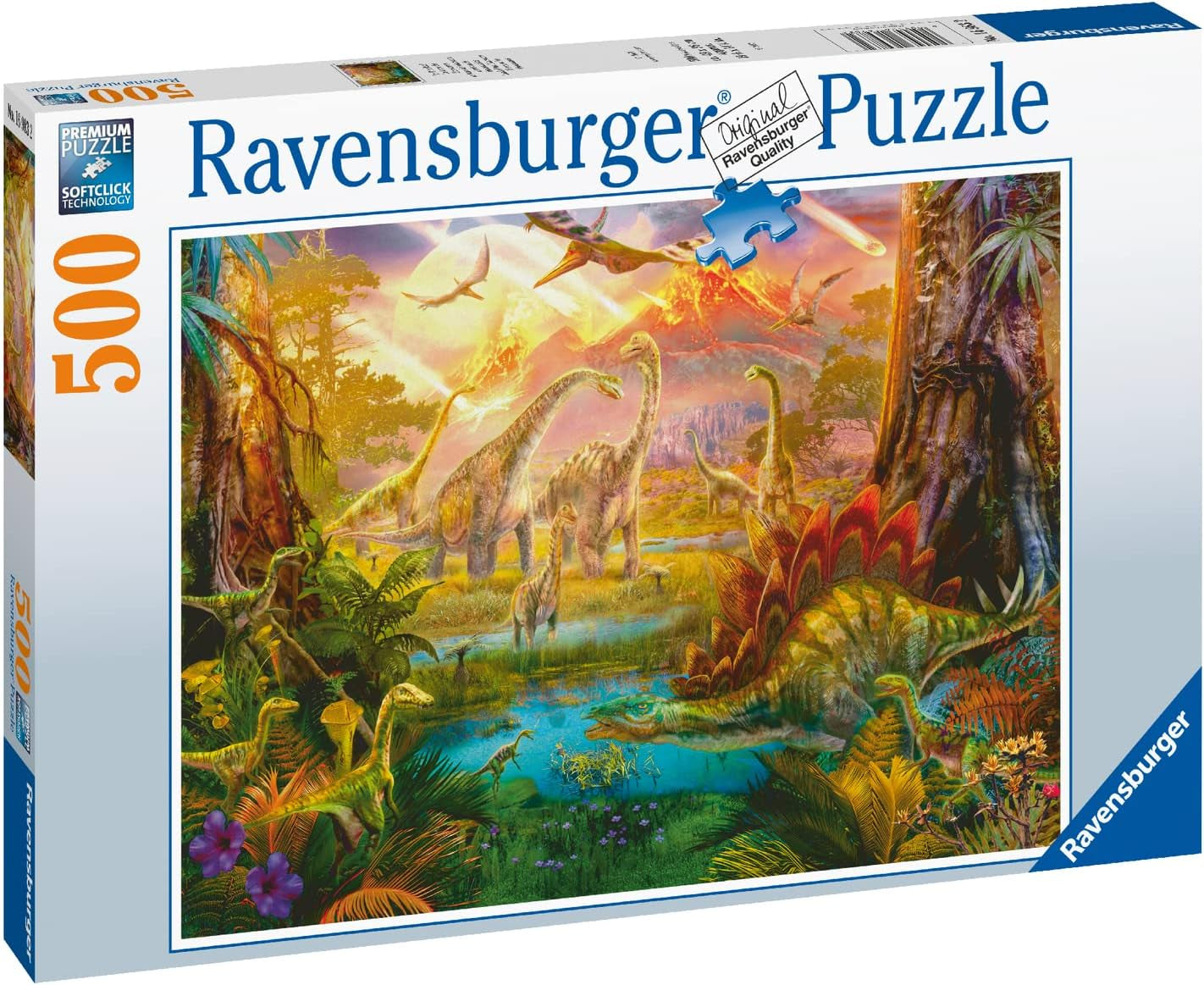 Ravensburger Puzzle 16983 - Dinoland - 500 brikker puslespil til voksne og børn over 10 år, dinosaur puslespil Puslespil Naty Shop