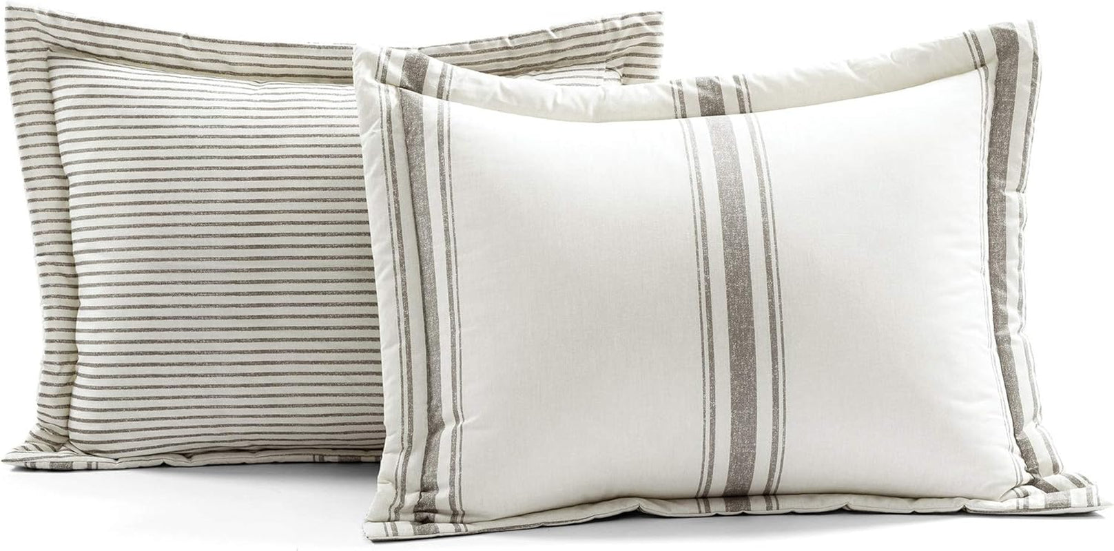 Lush Decor Farmhouse quilt med striber, Full/Queen, grå dyner og dyner Naty Shop