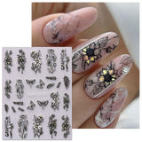JMEOWIO 6 Blatt 3D Nagelsticker Frühlings Blume Nail Art Sticker Selbstklebend Nagelaufkleber 5D Stereoskopisk Bunte Sommer Blumen Dekoration Nageldesign Zubehör