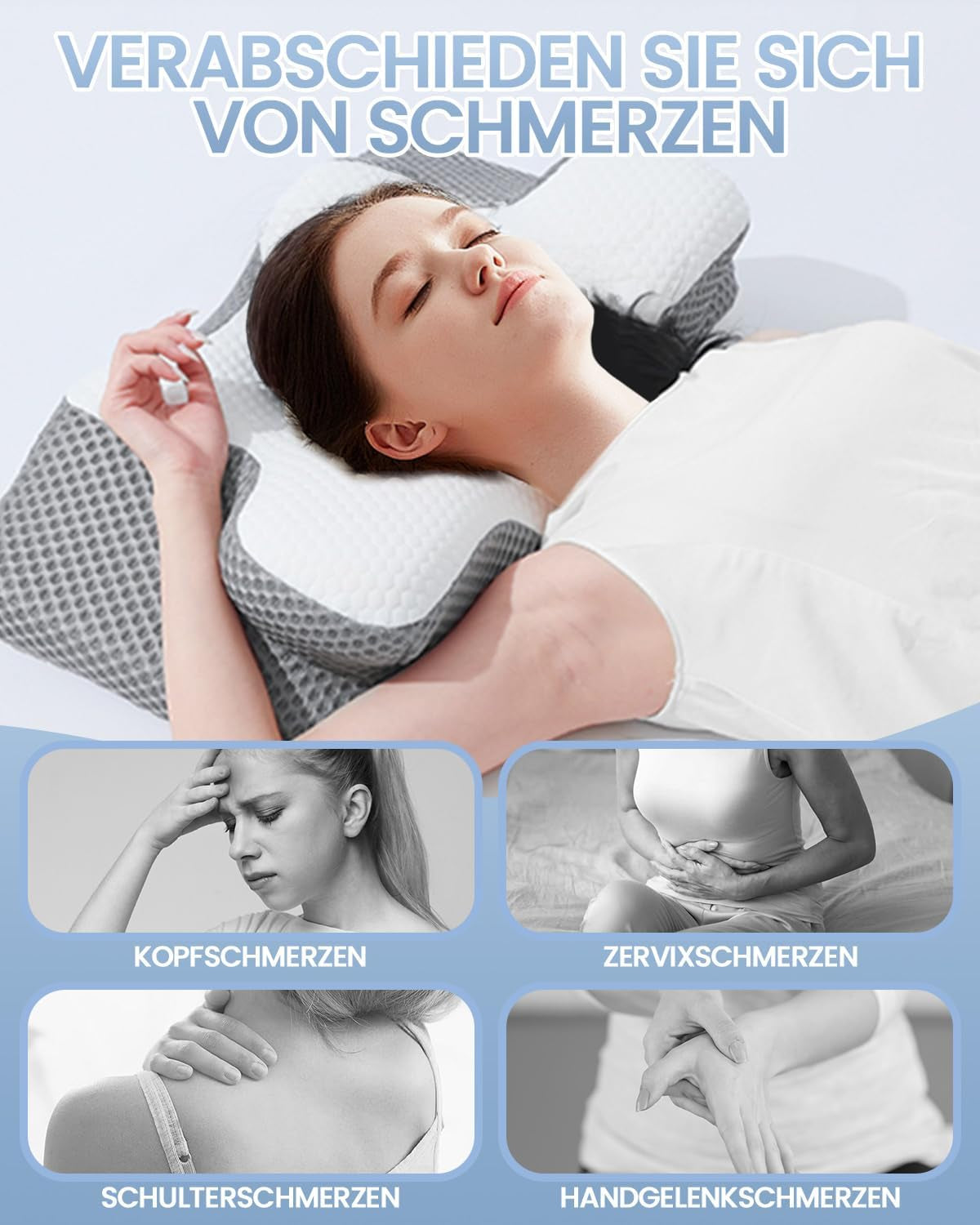 2 i 1 Nakkepude Pude Memory Foam Pude Ergonomisk ortopædisk pude 2 Sovehøjde Nakkestøttepude til side / ryg / mavestøtte Cervikal ortopædiske puder Naty Shop