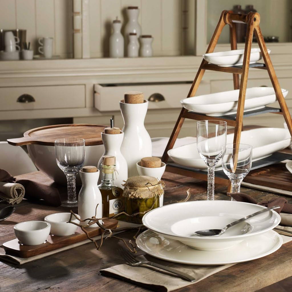 Villeroy & Boch - Artesano 6-delt porcelænssæt til 2, hvidt, tåler opvaskemaskine, mikrobølgeovn, bestiksæt, tallerkensæt, middagstallerkener, morgenmadstallerkener, middagstallerkener, premium porcelæn