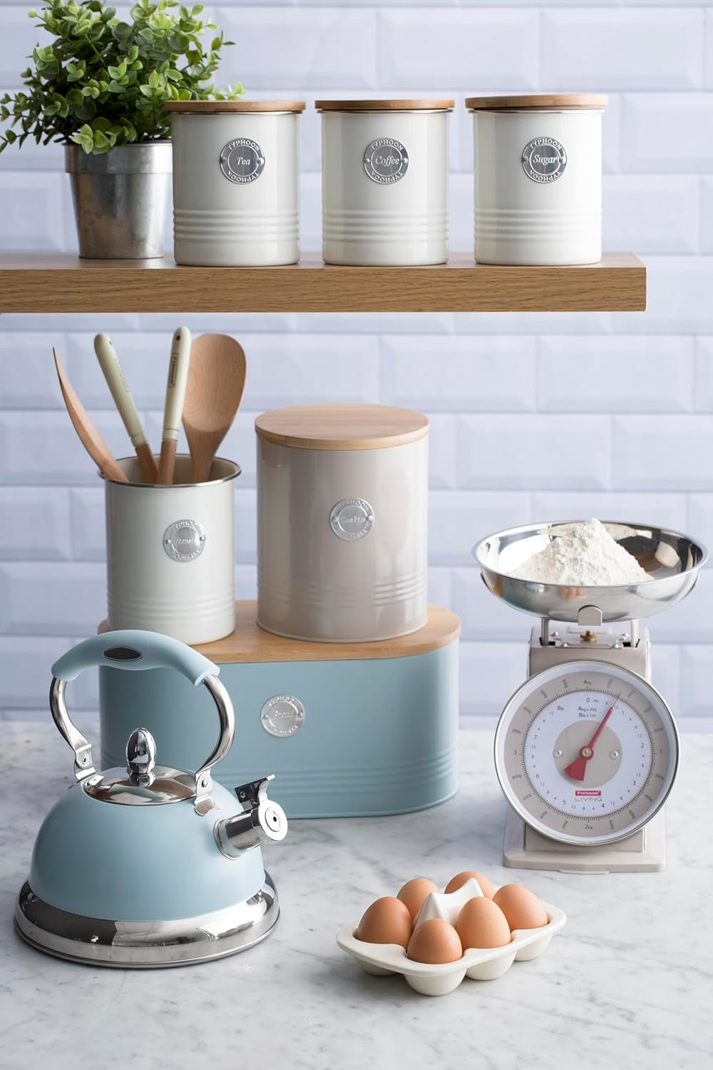 LIVING kollektion, sukkerskål med låg | creme pastel | opbevaringsboks 1 L køkken til sukker | sukkerbeholder i stål med låg | Bambus lufttætte opbevaringskrukker med låg Naty Shop madopbevaringsbokse